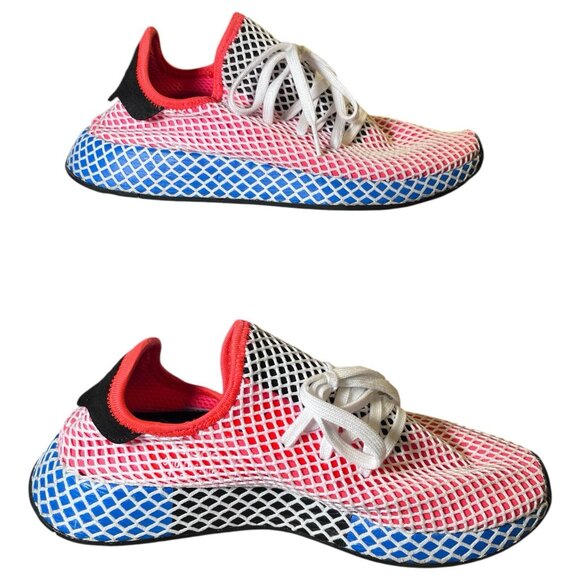 Adidas Deerupt Solar Red Bluebird Men's Size US10 Mesh Running Shoes - Picture 5 of 9